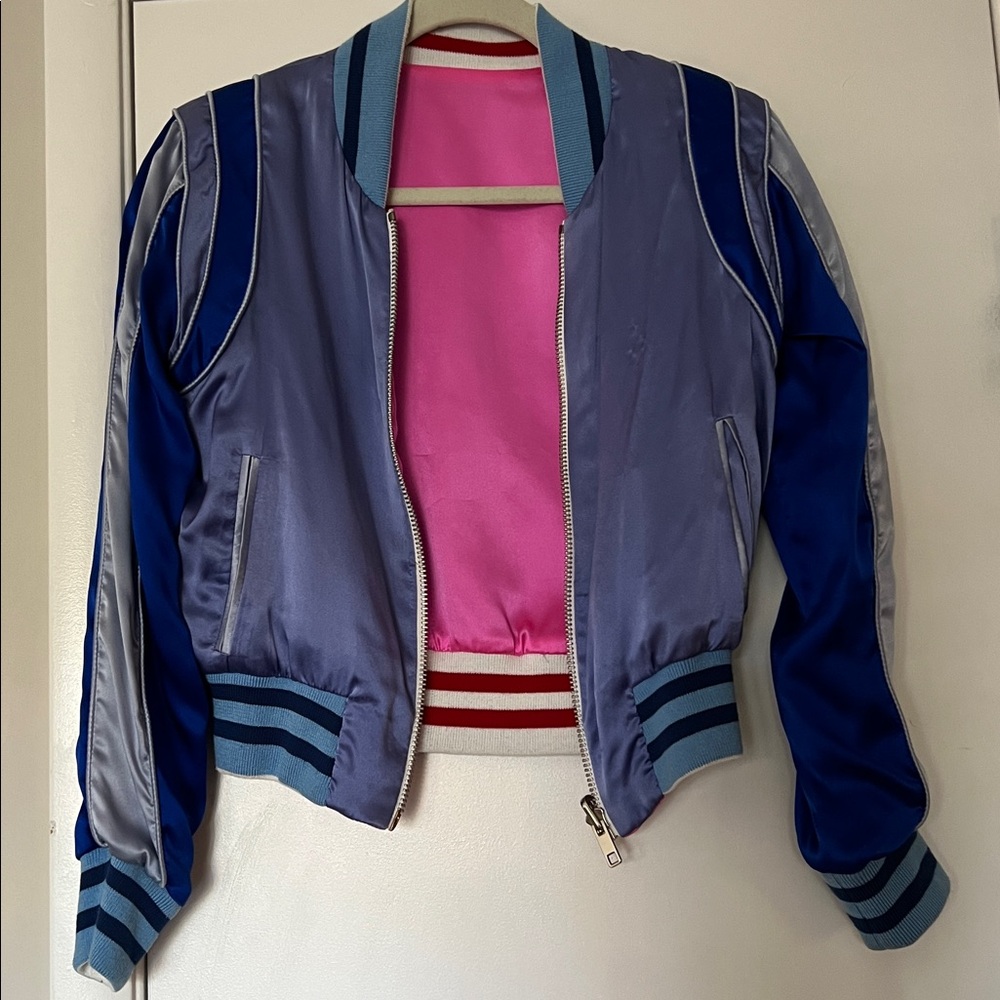Reversible Silk Satin Bomber Jacket